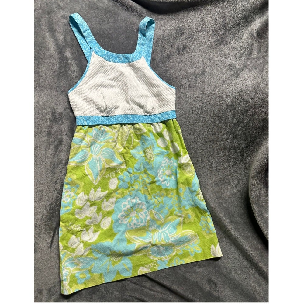 Lilly Pulitzer Dress Ellery 6 Green Blue Jubilee 50th Anniversary Floral Preppy